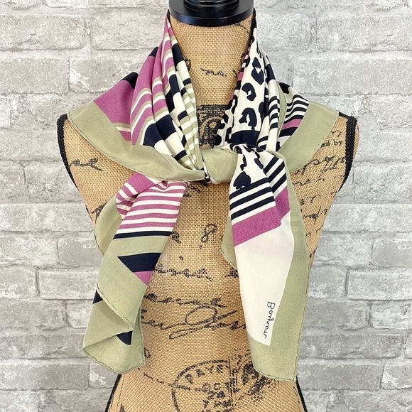 BAYRON Stripe Animal Print Satin Scarf - Picture 1 of 3